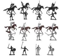 Homoyoyo Jeu de Figurines Chevaliers Médiévaux en Plastique 28 Pièces, Modèles Miniatures de Soldats et Chevaux pour Bac à Sable, Décor Micro-Paysage, Garçon et Filles et Collection