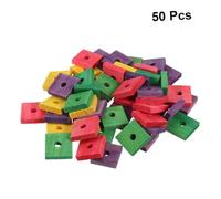 Homoyoyo Jouets pour Perroquets à Mâcher en Copeaux de Bois DIY 50 Pièces Colorées, Jouet Éducatif Suspendu pour Cage, Adaptés aux Calopsittes et Perruches en Intérieur Couleur Aléatoire