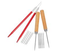 Homoyoyo Kit de 14 Pièces pour Greffe de Cheveux Poupées Bjd Aiguilles à Coudre 06 MM 10 Pcs 2 Poinçons en Bois 2 Manches - Outils Précis pour Fabrication et Implantation Rapide de