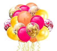 Homoyoyo Kit de 63 Ballons en Latex Rouge Orange et Or avec Paillettes 60 Ballons de Fête à Confettis 3 Rubans Décoration Festive pour Anniversaires Réunions et Suspensions Murales