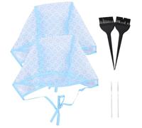 Homoyoyo Kit de Mise en Valeur Cheveux 6 Pièces - 2 Bonnets de Teinture Bleus 2 Pinceaux Noirs 2 Aiguilles à Crochet en Plastique - Bonnet de Coloration Cheveux Jetable Adapté Usage