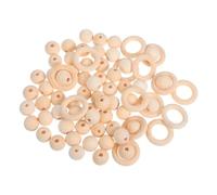 Homoyoyo Kit de Perles en Bois Naturel Brut et Anneaux Macramé pour Loisirs Créatifs 75 Pièces Couleur Bois Clair Perles Artisanales à Gros Trou DIY Bijoux et Décoration Artisanale