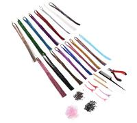 Homoyoyo Kit d'Extensions de Cheveux Étincelantes 93 CM 17 Mèches Multicolores Brillantes Résistantes à la Chaleur 8 Outils pour Coiffure Festive Notice Accessoires Lumineux pour Festivals