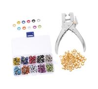 Homoyoyo Kit Pince à Œillets Portable avec Œillets Métalliques Colorés et Dorés Outil Perforateur Textile à Ressort Automatique pour Réparation Chaussures Tissus et Cuir
