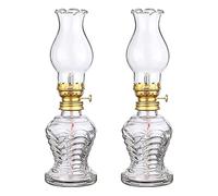 Homoyoyo Lampe à Pétrole Vintage en Verre Transparent Lanterne Rétro D’Extérieur 2 Pièces Éclairage D’Urgence Longue Durée pour Camping et Usage Domestique Lampe à Huile Décorative et