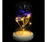 Homoyoyo Lampe LED Fleur Éternelle en Verre Bleu, Ornement De Rose Conservée sans Pile, Décoration Intérieure Romantique pour Maison Et Bureau