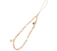 Homoyoyo Lanière de Téléphone Portable en Alliage Métal Doré Chaîne à Perles et Pendentif Antidérapant, Accessoire Polyvalent pour Femme, Convient pour Paquet à Dos, Paquet à Main et