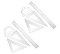 Homoyoyo Lot 2 Sets de 4 Pièces Règle Triangulaire Transparente 30 Cm, Équerre Isocèle, Rapporteur Précis et Accessoires de Dessin pour Fournitures Scolaires et Outils de Géométrie