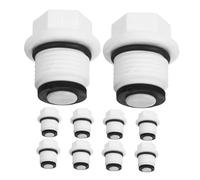 Homoyoyo Lot de 10 Bouchons de Bouillotte en Polypropylène Blanc Bouchons de Rechange Hexagonaux 1/2 Filetage Mâle Extérieur Double Joint Remplacement pour Paquet d'Eau Chaude Usage