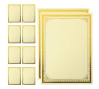 Homoyoyo Lot de 10 Feuilles de Papier pour Certificat D'études Supérieures, Papier à Certificats Vierge Décoratif Bordure Dorée, Format A4, Imprimable pour Diplômes et Récompenses