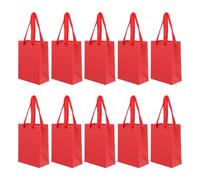 Homoyoyo Lot de 10 Paquet en Papier Rouge Petit Format Poignées pour Présents Noël Emballage Léger et Résistant pour Commerce et Fêtes