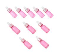 Homoyoyo Lot de 10 Set de Set de Flacons Rechargeables en Verre Rose Compte-gouttes en Caoutchouc et Bouchon Aluminium, Étanches et Faciles à Utiliser pour Huiles Essentielles et Massages