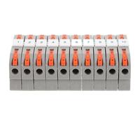 Homoyoyo Lot de 10 sets de Borniers Rapides Pct211 sur Rail Din 35 MM Connecteurs de Fils Rigides et Souples en Laiton Gaine Isolante en Nylon Répartiteur Électrique pour Boîtes de