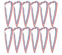 Homoyoyo Lot de 12 Cordons Porte-médailles Rayés Rouge Blanc Bleu, Lanières Tour de Cou Solides Couture Triangulaire, Accessoire de Récompense pour Événements Sportifs et Scolaires