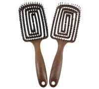 Homoyoyo Lot de 2 Brosses à Cheveux Mouillés et Secs Poils de Sanglier et Nylon, Brosse Ventilée Plate Creuse pour Massage du Cuir Chevelu, Adaptée Cheveux Épais, Bouclés et Lisses, Manche