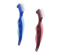 Homoyoyo Lot de 2 Brosses de Nettoyage Double Face pour Prothèses Dentaires Brosse Souple en PP et Nylon Outils de Nettoyage pour Appareils Dentaires pour Seniors