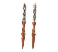 Homoyoyo Lot de 2 Brosses Rondes à Cheveux Mini Spirale en Bois 12 CM Peignes à Rouleaux Antistatiques pour Boucles Franges et Barbe Brosse Coiffage Maison et Salon Outil Coiffure