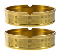 Homoyoyo Lot de 2 Cendriers Ronds en Laiton Compact Cendriers D’Intérieur Terrasse pour Espace Fumeur et Pratiques pour Salon Bureau Cuisine Finition Dorée Petit Format