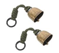 Homoyoyo Lot de 2 Clochettes Anti-Ours Extérieures en Alliage de Cuivre Vert Militaire, avec Cordon Résistant pour Randonnée, Camping et Protection des Animaux de Compagnie en Plein Air,