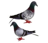 Homoyoyo Lot De 2 Colombes Décoratives en Mousse Et Plumage Artificielles, Petite Et Grosse Taille, Gris Flocon, Décoration Extérieure De Jardin, Figurines Réalistes pour Balcon Et Pelouse