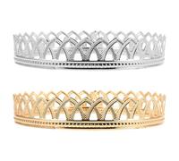 Homoyoyo Lot de 2 Couronnes Vintage pour Hommes, Couvre-Chefs de Déguisement Prince et Roi en Alliage Métallique Doré et Argenté, Accessoires Costume Prince Adulte pour Fête, Cosplay