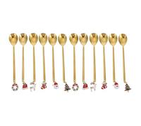 Homoyoyo Lot de 2 Cuillères à Café de Noël en Acier Inoxydable Doré Pendentif Cuillères à Dessert Mélanger Coffret Présent Festif pour Maison et Café pour Thé Glace et Cocktails