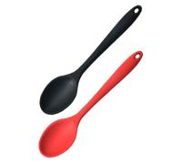 Homoyoyo Lot de 2 Cuillères en Silicone Multi-Usages Petite Taille Résistantes à Haute Température Couleurs Noire et Rouge Ustensiles Cuisine pour Salade et Soupe Facile à Nettoyer