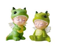 Homoyoyo Lot de 2 Décorations de Gâteau Dinosaure Bébé, Résine Non Comestible, Figurines en Position Debout et Assise, Accessoires de Photographie et Ornement de Bureau pour Fête
