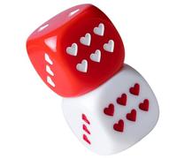 Homoyoyo Lot de 2 Dés de Fête à Plusieurs Faces en Acrylique Rouge et Blanc, Petits Dés Robustes pour Soirées Entre Amis et Jeux de Société, Accessoires Ludiques à Motif Cœur