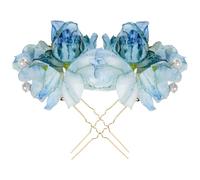 Homoyoyo Lot de 2 Épingles à Cheveux Fleurs Bleu Ciel Accessoires de Cheveux Fleuris en Tissu pour Mariage et Demoiselles d'Honneur Ornements Délicats et Légers pour Coiffure