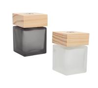 Homoyoyo Lot de 2 Flacons Diffuseurs D’Huile Essentielle en Verre 100Ml Bouchon en Bois Blanc et Gris Bouteille Vide Rechargeable pour Aromathérapie Parfum D’Ambiance Décoration