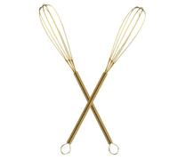 Homoyoyo Lot de 2 Fouets à Œufs Manuels en Acier Inoxydable Doré, Mélangeurs à Main Ergonomiques Cuisine, Batteurs Faciles à Nettoyer, Adaptés Pâtisserie et Préparation Œufs