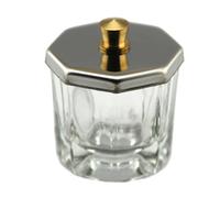 Homoyoyo Lot de 2 Gobelets Octogonaux en Verre Transparent pour Nail Art avec Couvercles en Cuivre Tasse de Nail Art Résistante Coupe en Cristal pour Liquide Acrylique pour Salon de