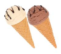 Homoyoyo Lot de 2 Modèles de Crème Glacée Simulée, Décor Multifonctionnel Cônes en Plastique Effet Brossé Café et Vanille, Cuisine pour Garçon et Filles, Accessoires Photo pour Magasin