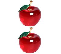 Homoyoyo Lot de 2 Ornements en Cristal Pomme Rouge Feuille D’Or 50 MM Décoration Intérieure de Voiture et Bureau Figurines Sculptées en Cristal pour Présent et Décoration Maison