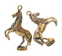 Homoyoyo Lot de 2 Pendentifs en Laiton Année du Cheval 2026 Breloques Vintage Mini Cheval pour Création de Bijoux Décoration Feng Shui Bureau Maison Charme Zodiacal Ambidieux