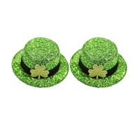 Homoyoyo Lot de 2 Pinces à Cheveux Chapeau Melon Vert en PET et Tissu Léger Décoration Cheveux Saint-Patrick Accessoire Festif Trèfle pour Fête et Costume Épingles Solide et