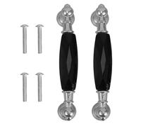 Homoyoyo Lot de 2 Poignées de Porte de Placard en Verre Multicolore 11,5 X 3,8 X 1,9 CM Entraxe 9,6 CM, Quincaillerie Solide en Alliage de Zinc pour Meuble la Cuisine Moderne, Tiroirs et