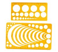 Homoyoyo Lot de 2 Règles de Dessin en Plastique Transparent, Gabarits Géométriques Multifonctions, Modèles de Conception pour Dessin Technique et Design D’intérieur, Outils de Mesure