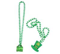 Homoyoyo Lot de 2 Set de Pendentifs de Perles Verts Saint-patrick, Collier Femme Taille Unique Motifs Chope à Bière et Chapeau, Accessoires Légers pour Fêtes Costumées et Défilés Irlandais