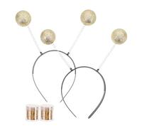 Homoyoyo Lot de 2 Sets de Couvre-Chefs de Déguisement Martiens Antennes à Paillettes Dorées, Bandeaux Légers pour Bal Masqué et Accessoires Halloween, Ensemble Costume Fête Femmes, Coiffe