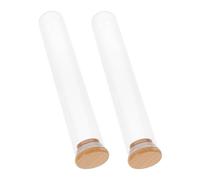 Homoyoyo Lot de 2 Tubes en Verre Transparent 3,5x22 Cm Bouchon en Liège Naturel, Décorations DIY pour Fleurs Séchées, Accessoires Déco Élégants pour Maison et Bureau, Pots à Fleurs