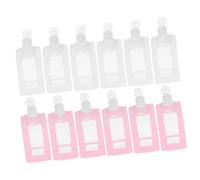 Homoyoyo Lot de 20 Pochettes de Voyage 90 Ml à Fond Plat, Sachets Étanches pour Lotion et Shampoing, Format Petit et Souple, Adaptées aux Voyages et Articles de Toilette, Couleurs Rose et Blanc