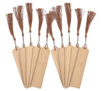 Homoyoyo Lot de 20 Sets de Marque-pages Soi-même en Bambou Naturel, 5 Modèles X 2 Pièces, Couleur Marron, avec 10 Pompons en Coton, Signets Vierges pour Lecture, Bricolage et Décoration