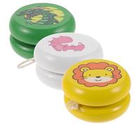 Homoyoyo Lot de 3 Boules de Yo-yo en Bois avec Motif Cartoon, Taille Portable Facile à Transporter, Éducatif pour Garçon et Filles et Amateurs de Yo-yo