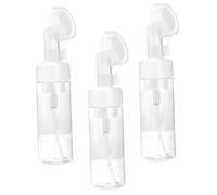 Homoyoyo Lot de 3 Bouteilles Moussantes Transparentes 150 Ml Tête de Brosse en Pet, Distributeurs Rechargeables pour Soins Visage, Nettoyants et Savonnette Mousse, Usage Voyage, Pompe