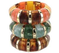 Homoyoyo Lot de 3 Bracelets Joncs Épais en Acrylique Léger à Géométrie Irrégulière, Bracelets Extensibles Bohèmes Multicolores pour Femmes, Bijoux Manchettes Vacances et Soirées