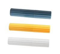Homoyoyo Lot De 3 Contenants pour Brosse à Dents Voyage en PP, Gobelets Blanc Jaune Bleu, Rangement Portable Multifonction pour Salle De Bain Et Voyage