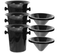 Homoyoyo Lot de 3 Crachoirs Vin en Plastique Noir Double Oreilles, Seaux à Glace Ronds Grands, pour Dégustation de Vin en Cave ou Exposition