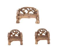 Homoyoyo Lot De 3 Mini Chaises Décoratives Bancs Miniatures Petits Bancs De Jardin Meubles De Jardin Miniatures Mini Bancs D'Extérieur Mini Bancs De Jardin Miniatures Ornements
